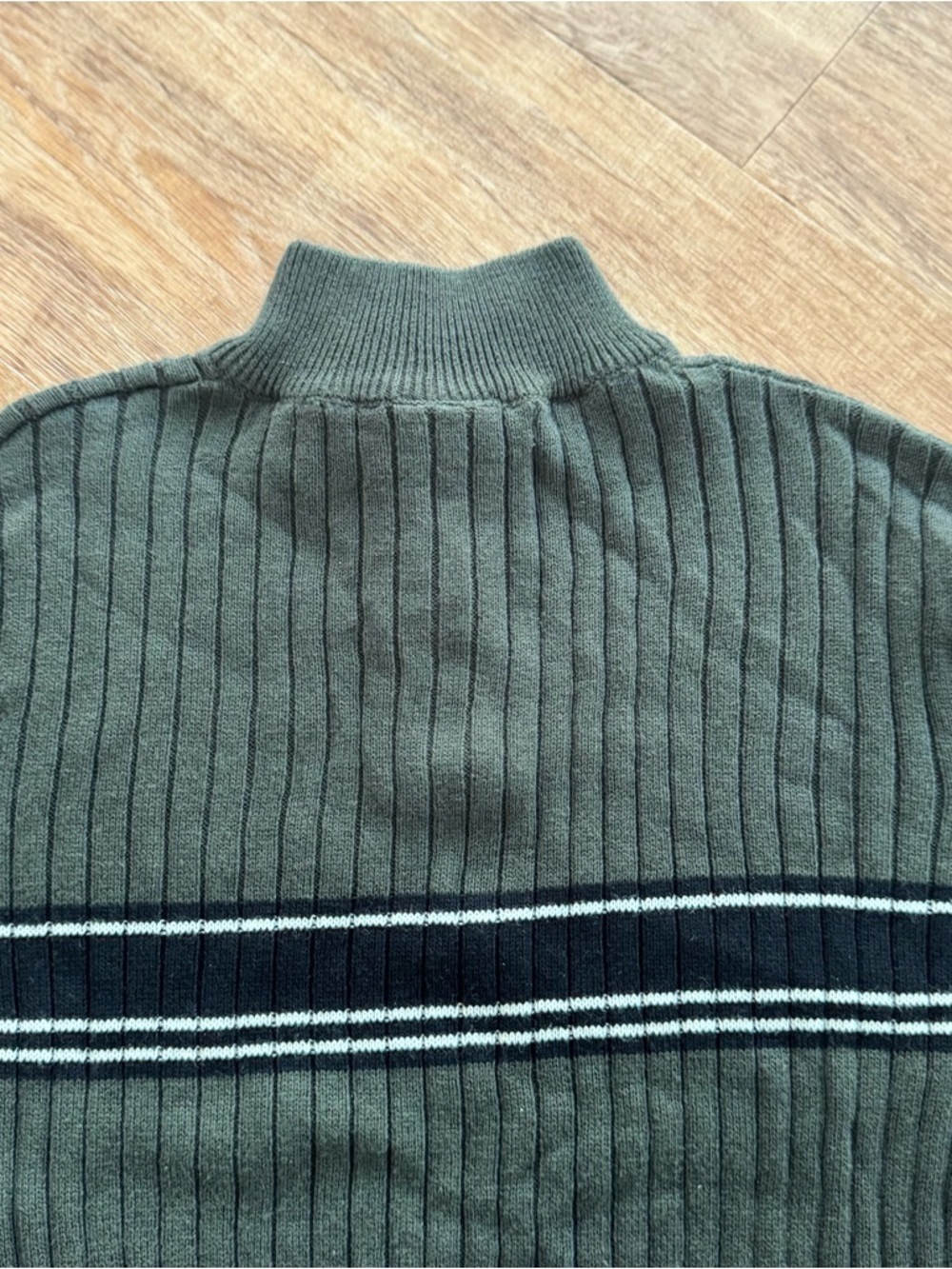 Vtg XG Xtreme Gear Boys S Sweater 1/4 Zip Ribbed Green Blue Stripe Y2K Skater - Picture 9 of 11